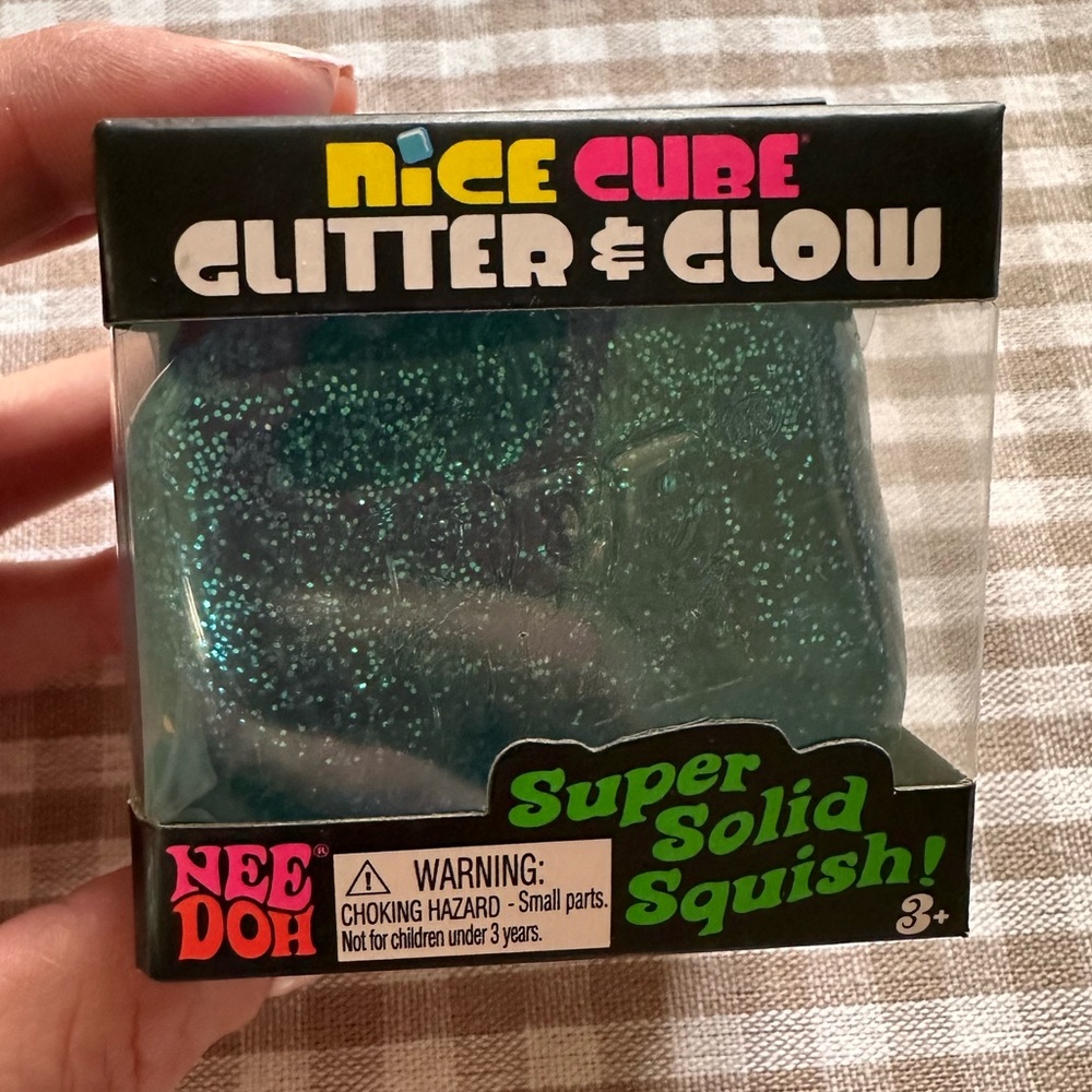 NeeDoh Nice Cube Glitter & Glow Squeeze Toy - BRAND NEW ; Blue
